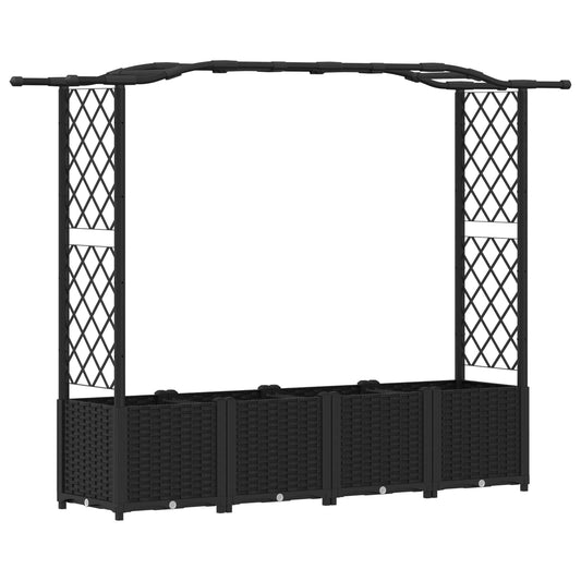 Raised Bed with Trellis and Roof Black 204 x 40 x 138 cm PP