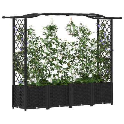 Raised Bed with Trellis and Roof Black 204 x 40 x 141 cm PP