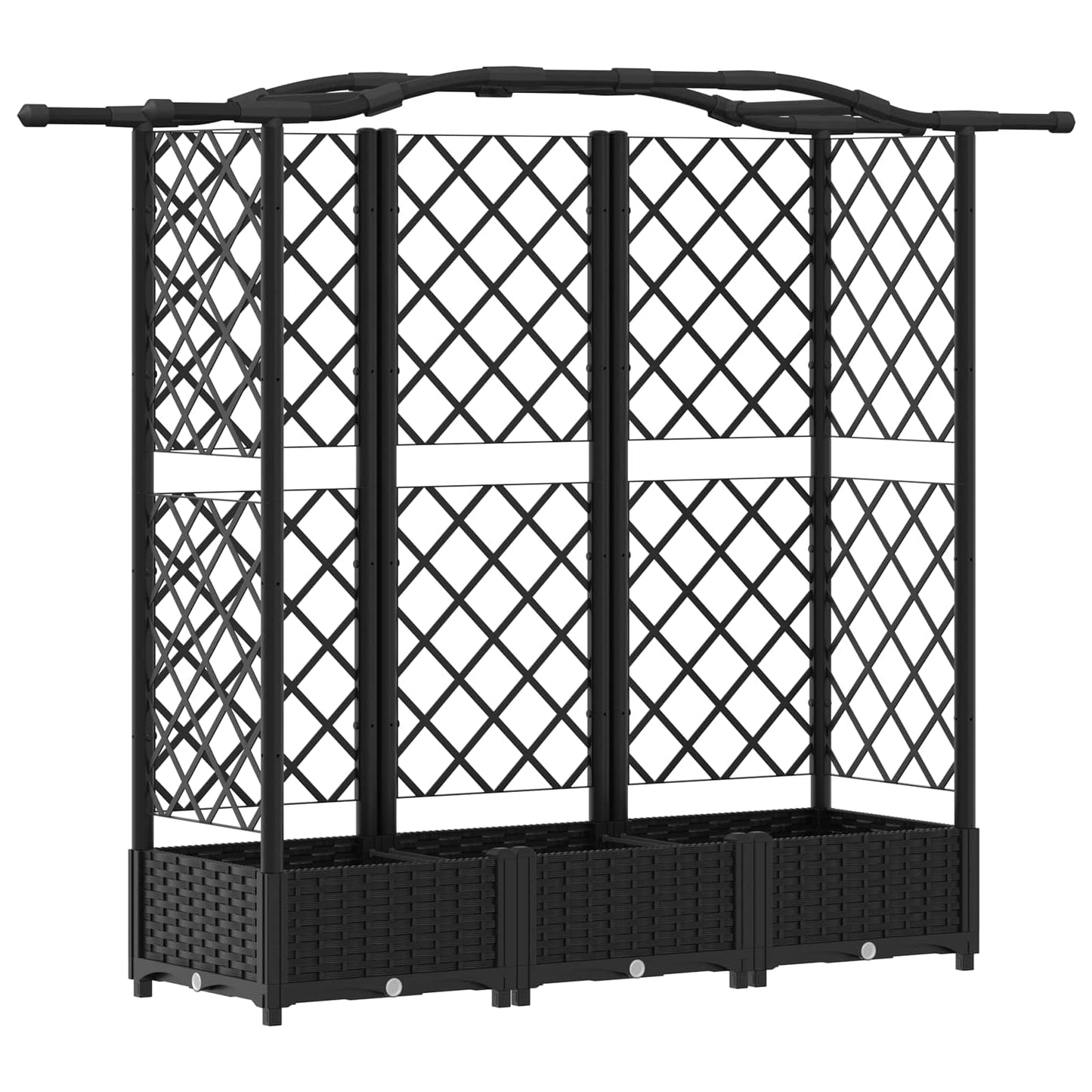 Raised Bed with Trellis and Roof Black 163 x 40 x 126 cm PP