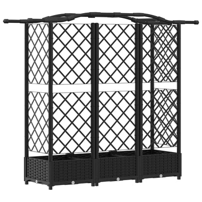 Raised Bed with Trellis and Roof Black 163 x 40 x 126 cm PP
