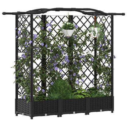 Raised Bed with Trellis and Roof Black 163 x 40 x 126 cm PP