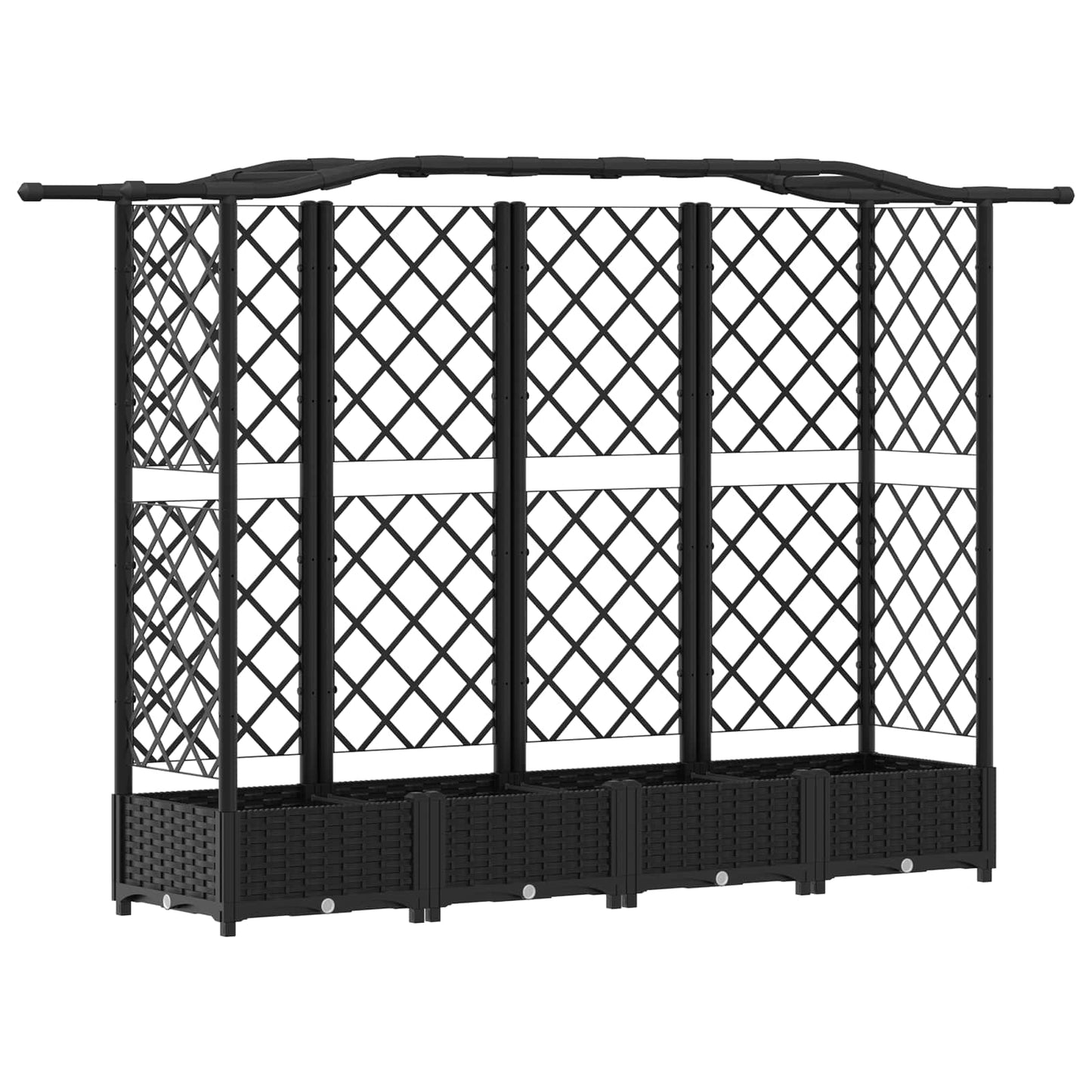 Raised Bed with Trellis and Roof Black 203.5 x 40 x 125 cm PP