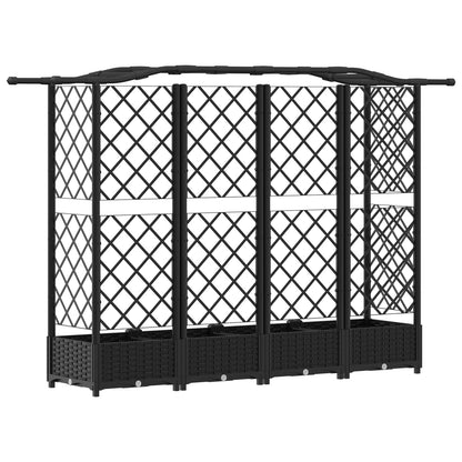 Raised Bed with Trellis and Roof Black 203.5 x 40 x 125 cm PP