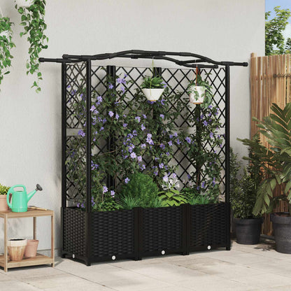 Raised Bed with Trellis and Roof Black 163 x 40 x 141 cm PP