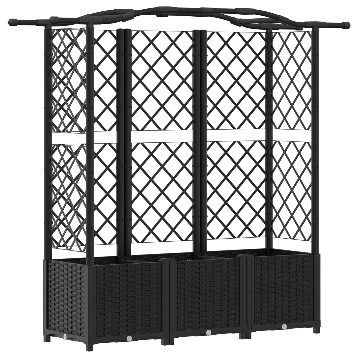 Raised Bed with Trellis and Roof Black 163 x 40 x 141 cm PP