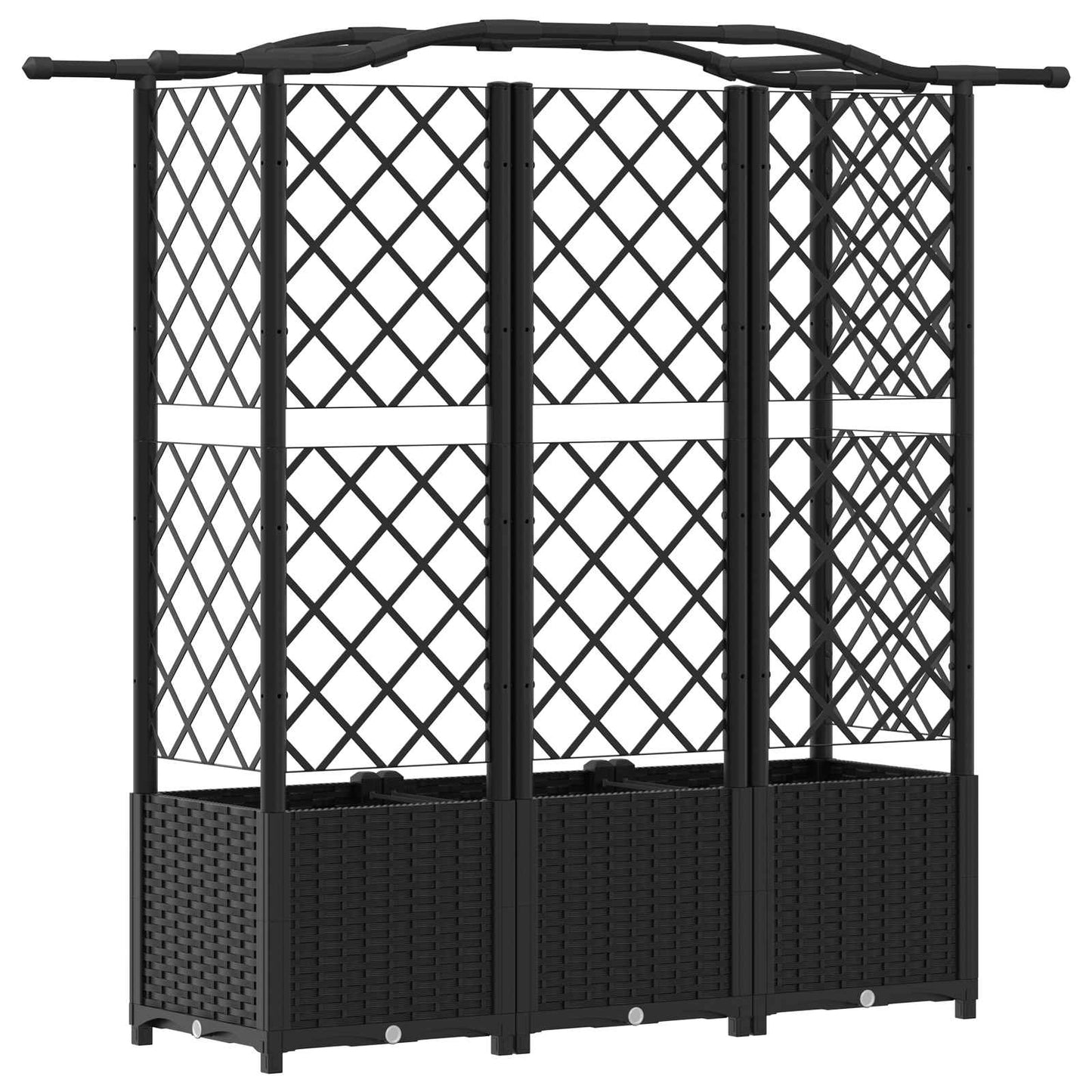 Raised Bed with Trellis and Roof Black 163 x 40 x 141 cm PP