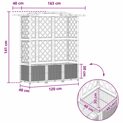 Raised Bed with Trellis and Roof Black 163 x 40 x 141 cm PP