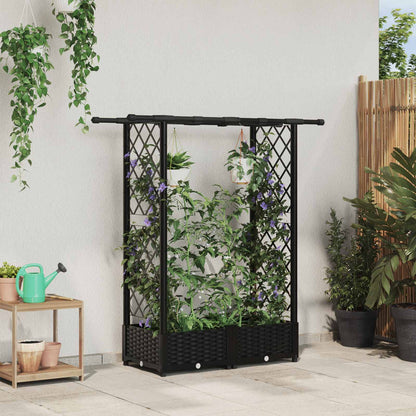 Raised Bed with Trellis and Roof Black 122.5 x 40 x 123 cm PP