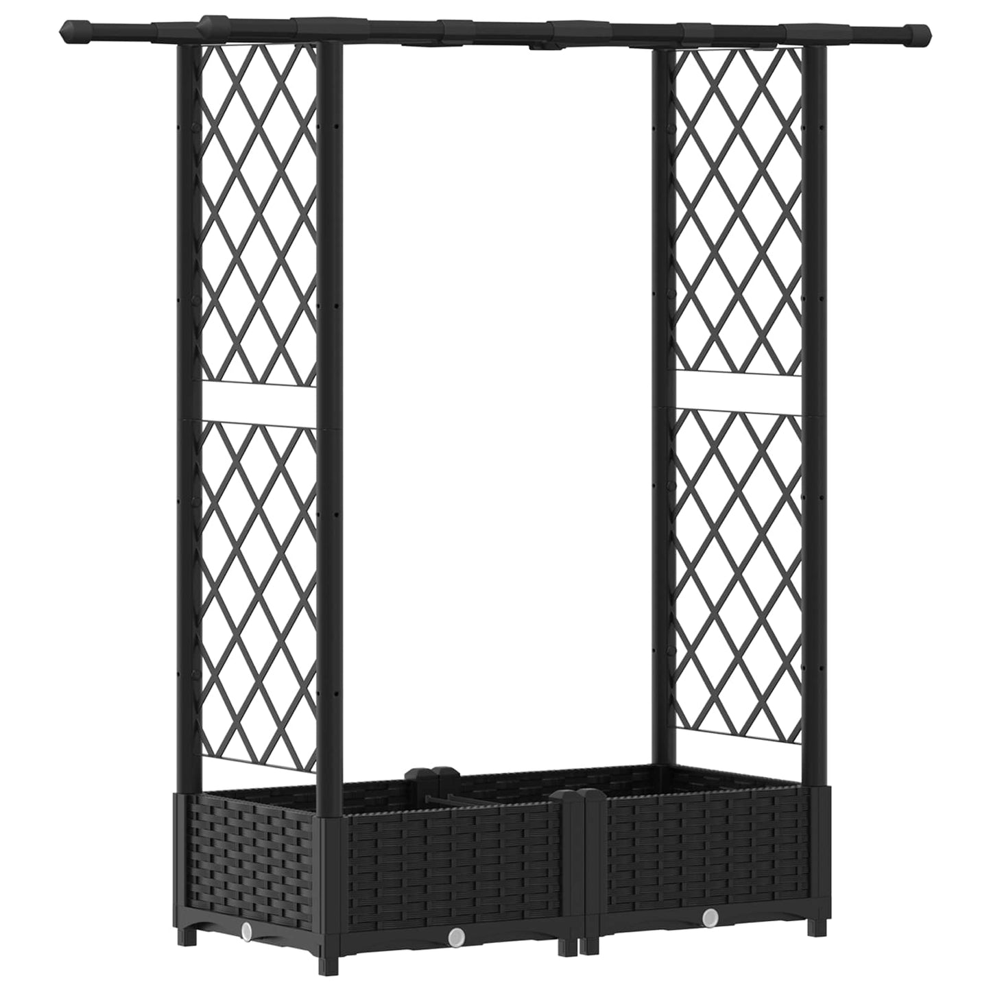 Raised Bed with Trellis and Roof Black 122.5 x 40 x 123 cm PP