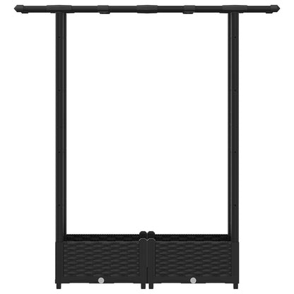 Raised Bed with Trellis and Roof Black 122.5 x 40 x 123 cm PP