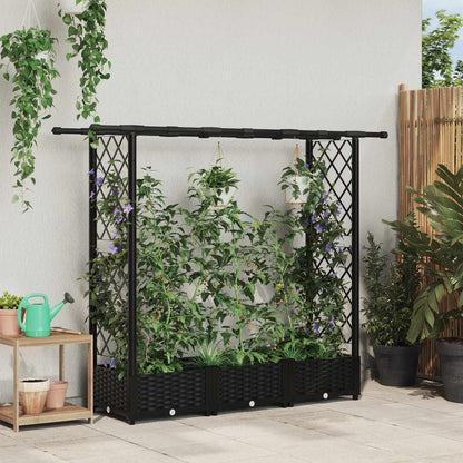 Raised Bed with Trellis and Roof Black 164 x 40 x 123 cm PP