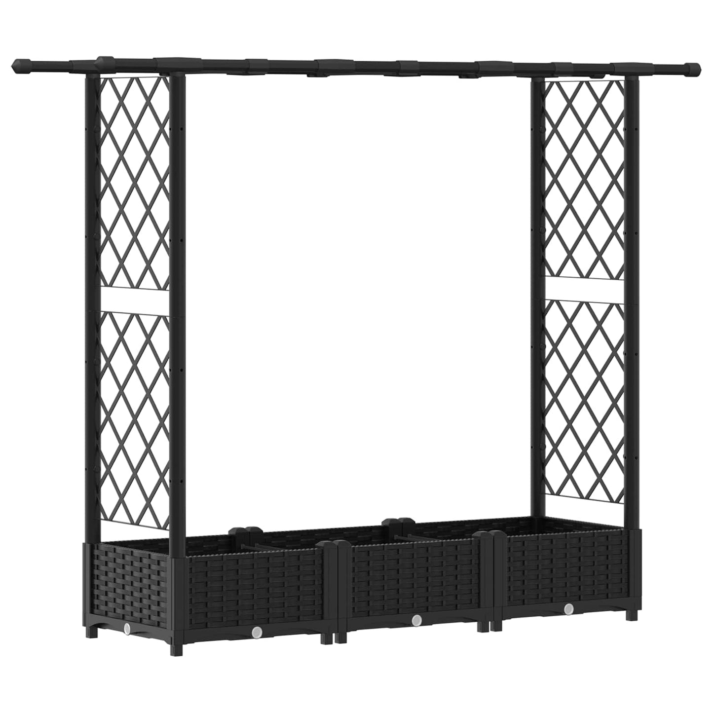 Raised Bed with Trellis and Roof Black 164 x 40 x 123 cm PP
