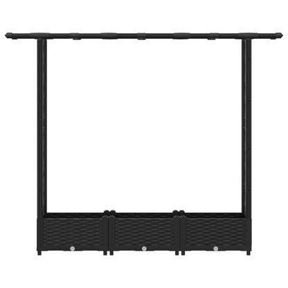 Raised Bed with Trellis and Roof Black 164 x 40 x 123 cm PP