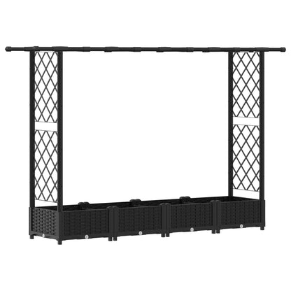Raised Bed with Trellis and Roof Black 203 x 40 x 123 cm PP