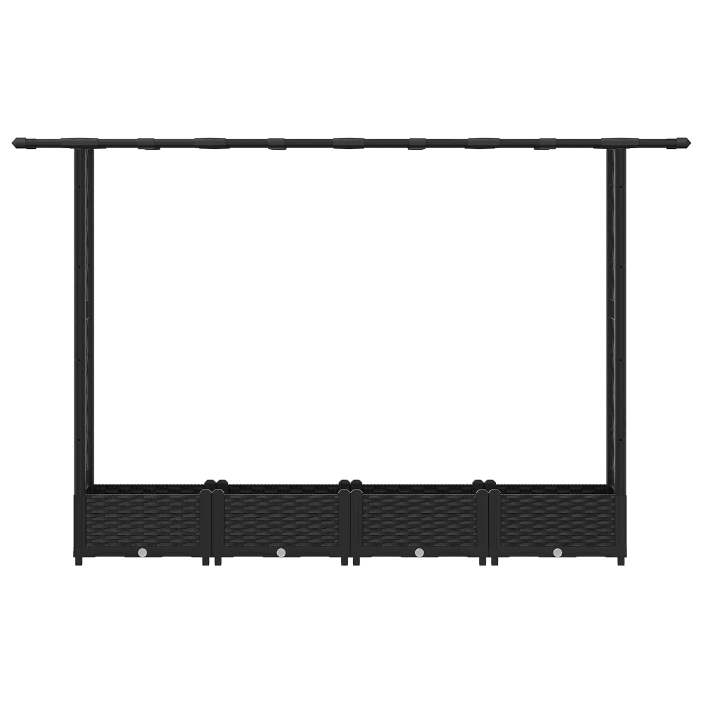 Raised Bed with Trellis and Roof Black 203 x 40 x 123 cm PP
