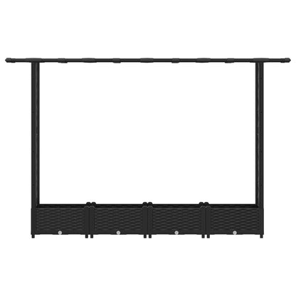 Raised Bed with Trellis and Roof Black 203 x 40 x 123 cm PP