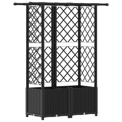 Raised Bed with Trellis and Roof Black 124.5 x 40 x 138 cm PP