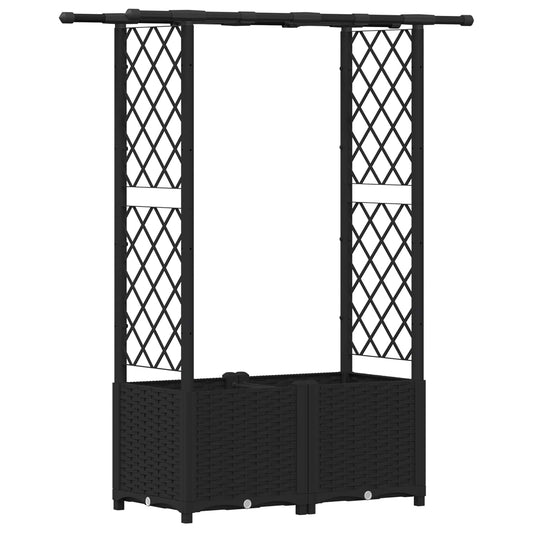 Raised Bed with Trellis and Roof Black 124.5 x 40 x 136 cm PP