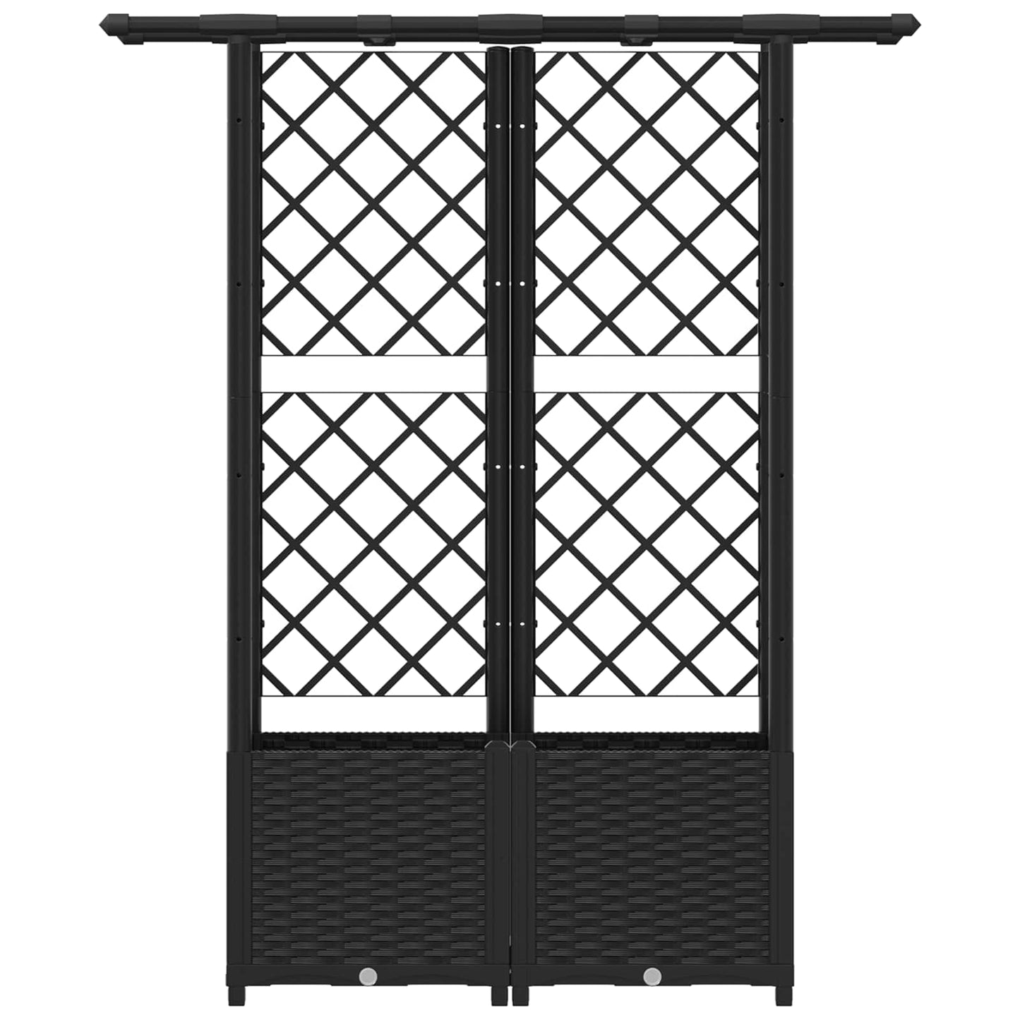 Raised Bed with Trellis and Roof Black 124.5 x 40 x 138 cm PP