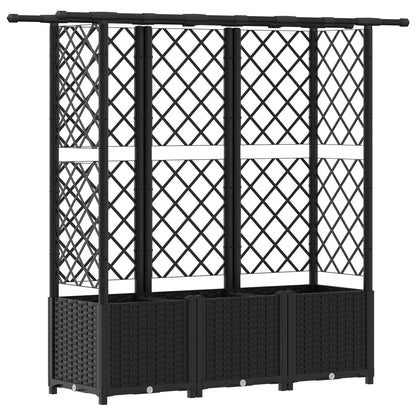 Raised Bed with Trellis and Roof Black 162.5 x 40 x 138 cm PP