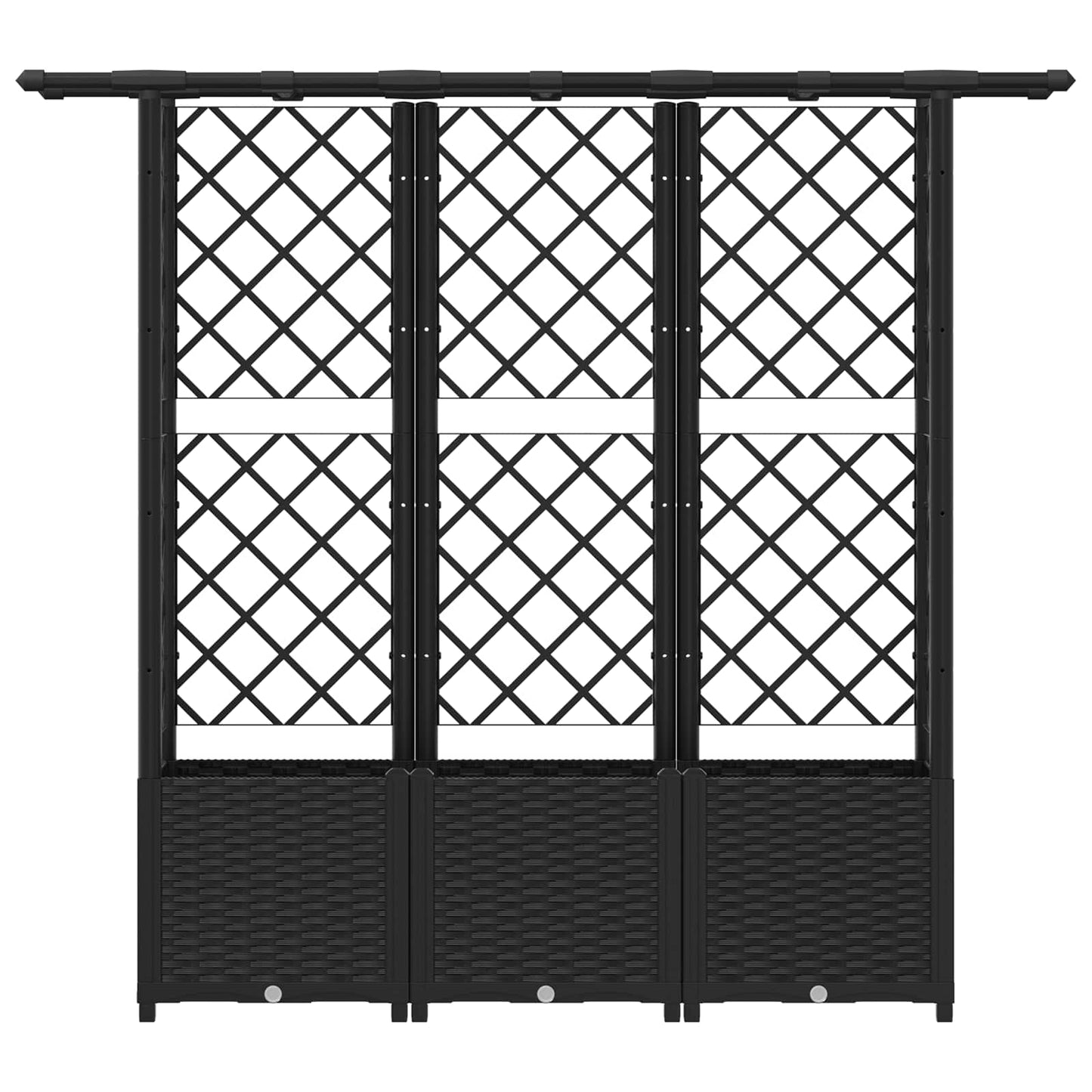 Raised Bed with Trellis and Roof Black 162.5 x 40 x 138 cm PP