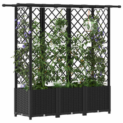 Raised Bed with Trellis and Roof Black 162.5 x 40 x 138 cm PP