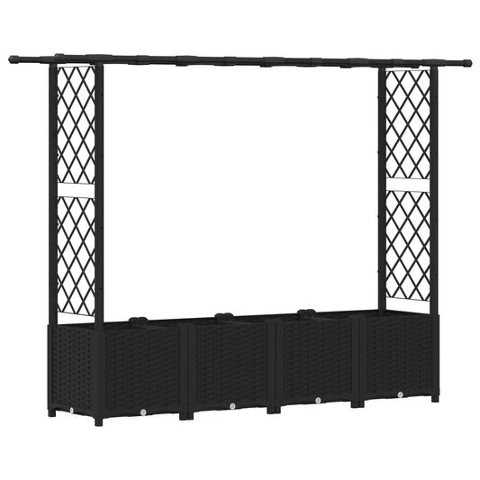 Raised Bed with Trellis and Roof Black 203 x 40 x 136 cm PP