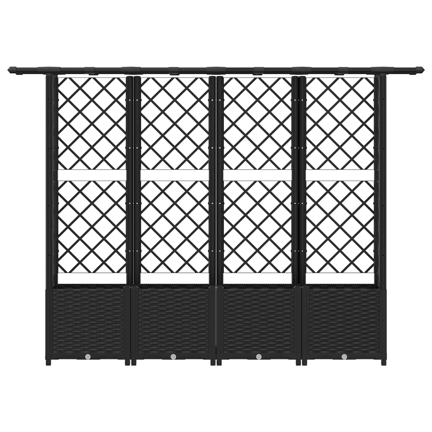 Raised Bed with Trellis and Roof Black 203 x 40 x 138 cm PP