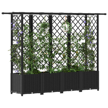 Raised Bed with Trellis and Roof Black 203 x 40 x 138 cm PP