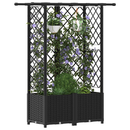 Raised Bed with Trellis and Roof Black 124 x 40 x 136 cm PP
