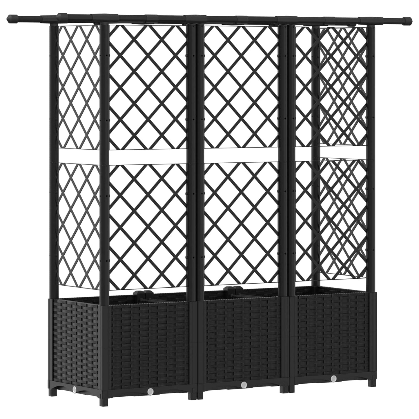Raised Bed with Trellis and Roof Black 163.5 x 40 x 136 cm PP