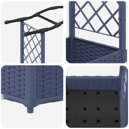 Raised Bed with Trellis and Roof Grey 124 x 40 x 125 cm PP