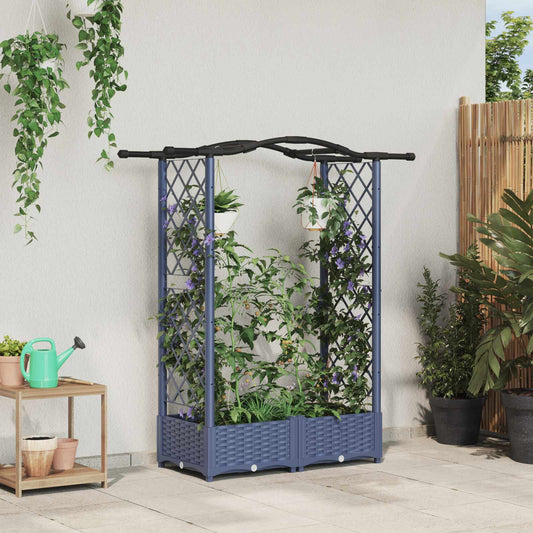 Raised Bed with Trellis and Roof Grey 124 x 40 x 123 cm PP
