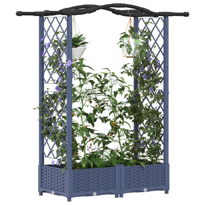 Raised Bed with Trellis and Roof Grey 124 x 40 x 125 cm PP