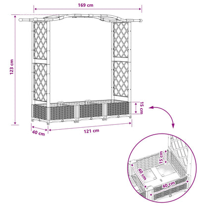 Raised Bed with Trellis and Roof Grey 169 x 40 x 125 cm PP