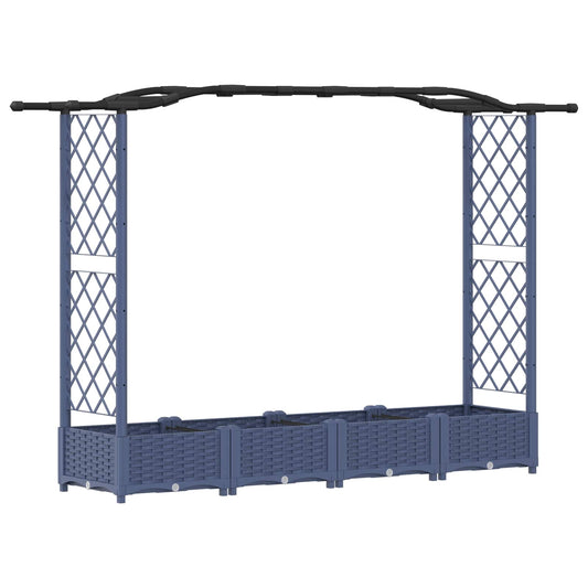 Raised Bed with Trellis and Roof Grey 207 x 40 x 123 cm PP