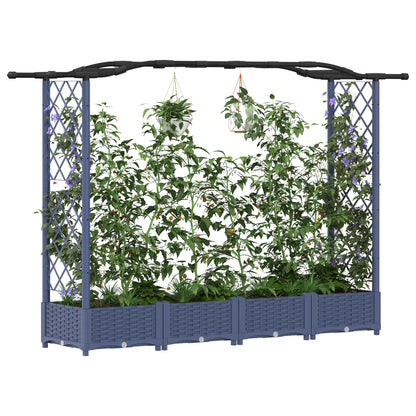 Raised Bed with Trellis and Roof Grey 207 x 40 x 126 cm PP