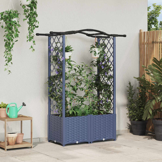 Raised Bed with Trellis and Roof Grey 125 x 40 x 138 cm PP