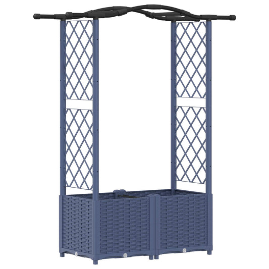 Raised Bed with Trellis and Roof Grey 125 x 40 x 138 cm PP