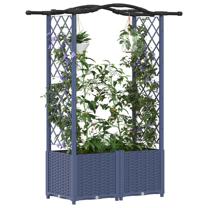 Raised Bed with Trellis and Roof Grey 125 x 40 x 138 cm PP