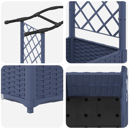 Raised Bed with Trellis and Roof Grey 164 x 40 x 142 cm PP