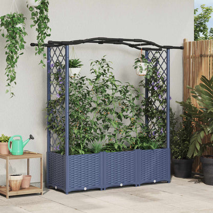 Raised Bed with Trellis and Roof Grey 164 x 40 x 142 cm PP