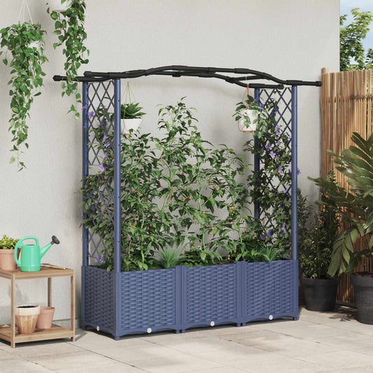 Raised Bed with Trellis and Roof Grey 164 x 40 x 138 cm PP