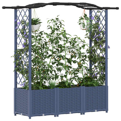Raised Bed with Trellis and Roof Grey 164 x 40 x 142 cm PP