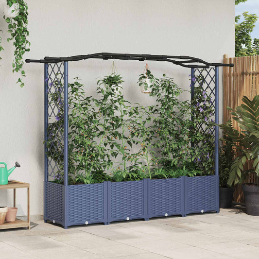 Raised Bed with Trellis and Roof Grey 204 x 40 x 138 cm PP