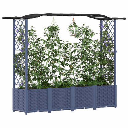 Raised Bed with Trellis and Roof Grey 204 x 40 x 141 cm PP