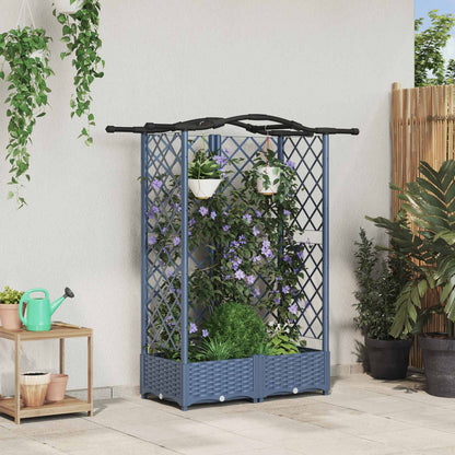 Raised Bed with Trellis and Roof Grey 124 x 40 x 126 cm PP