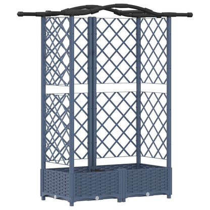 Raised Bed with Trellis and Roof Grey 124 x 40 x 126 cm PP