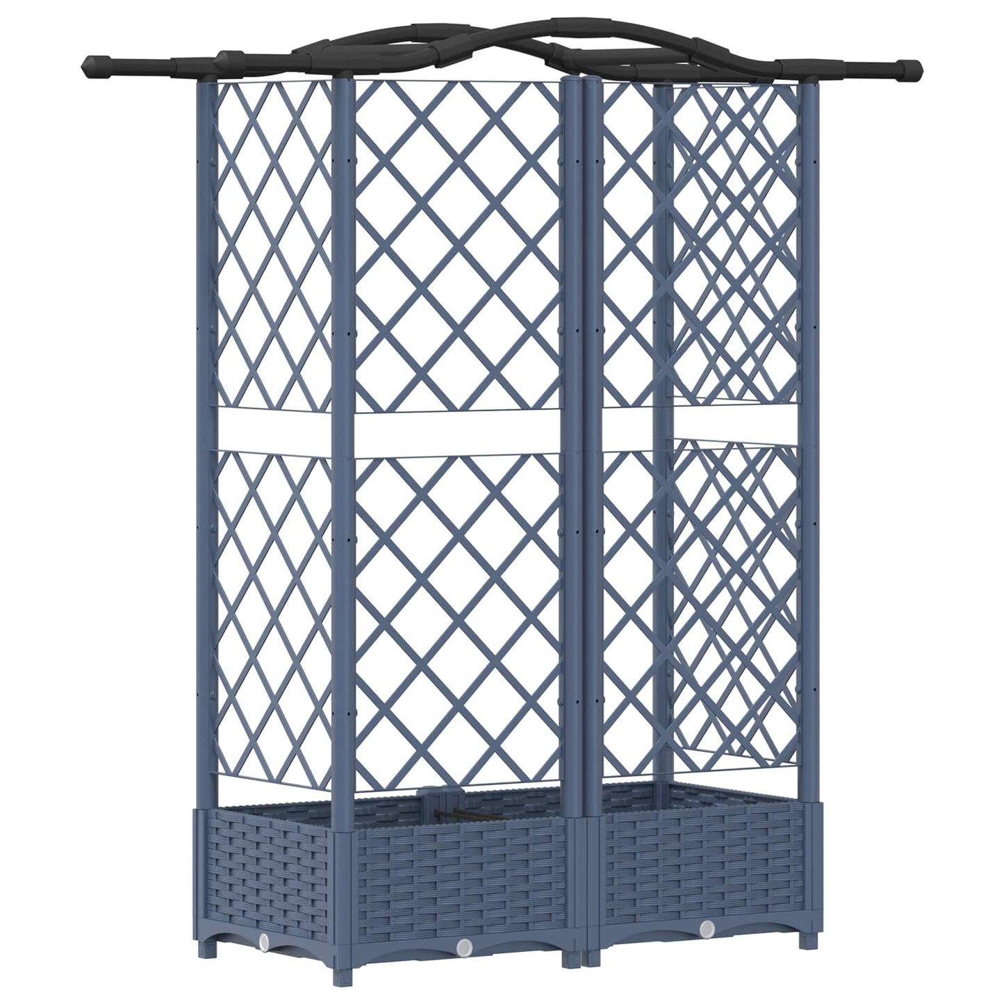 Raised Bed with Trellis and Roof Grey 124 x 40 x 126 cm PP