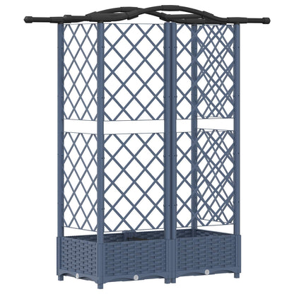 Raised Bed with Trellis and Roof Grey 124 x 40 x 126 cm PP